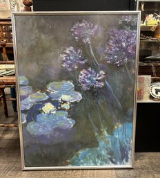 Framed Claude Monet Print - Yellow Water Lilies And Agapanthus Flowers       Rev J - WA-b