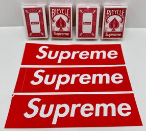 4 Supreme Mini Playing Card Decks & Supreme Stickers