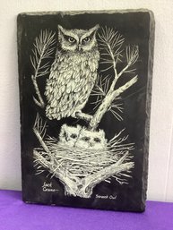 Jack Crane Screech Owl Slate Plaque