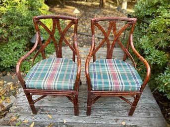 Pair Of Vintage Rattan Arm Chairs