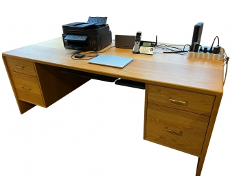 Handcrafted Pompanoosuc Mills Oak Solid Wood Desk With File Drawers & Storage  78'L Orig.  $2830