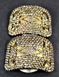 Pair Victorian Gold Colored Steel Cut Show Buckles