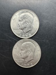 2 Eisenhower Dollars 1972, 1972-D