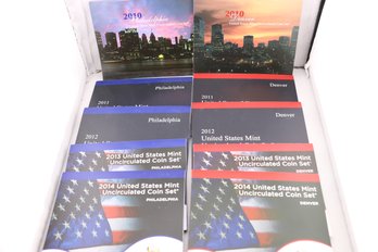 10 United States Mint Uncirculated Coin Sets P&d