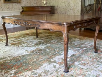 A Gorgeous Vintage French Provincial Fruitwood Marquetry Extendable Dining Table By Henredon