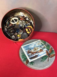 Vintage Tin Full Of Buttons