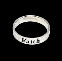 Vintage Thai Sterling Silver Faith Band, Size 6.75