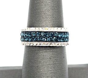 Vintage Sterling Silver Blue And Clear Stones Ring, Size 6.75