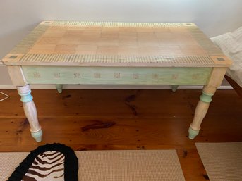 Hand Painted Wooden Coffee Table Signed Kaul '97