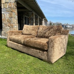 A 73' Custom Kravet Gold Velvet Love Seat  With Chrome Legs - Sexy  70s Vibe