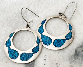 A Vintage Turquoise In Sterling Earrings