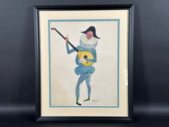 Linda Will, Original Watercolor, Jester Playing Lute