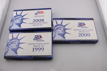 3 Proof Coin Sets 1999 2000 2008