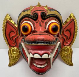 Vintage Balinese Barong Mask, Signed