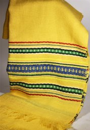 Bright Yellow Woven Wool Scarf Very Good Condition