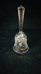 Etched Grape Cluster Crystal Bell Clear Cut Glass Handle