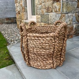 An Oversized Woven Seagrass Tote Basket - 4 Handles