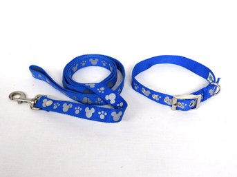 Disney Tails Blue Reflective Paw Print Dog Leash & Matching Collar