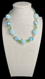 Vintage Necklace With Different Types Of Teal Beads