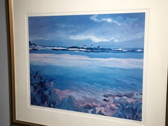 Very Nice BETH ELLIS - DISTANT LIGHTHOUSE Signed / Numbered Print 24/380 - Listed New England Artist - Nice !