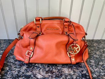 Michael Kors Bedford Leather Satchel In Orange