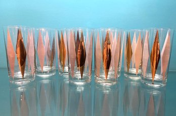 Eight MCM Harlequin Pink And Gold Cocktail Tumblers