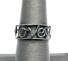 Vintage Sterling Silver Love Amour Formed Ring, Size 6.5