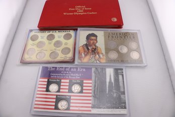 Various Coin Sets V Nickels Mercury Dimes First Day Olympic Medals