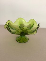 Green Glass Viking Compote