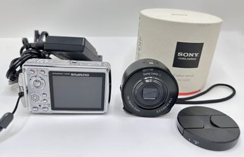 Sony DSC-QX10 Smartphone Attachable Lens-Style Camera & Olympus Stylus 720 SW Digital Camera