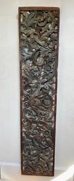 Tall Vintage Carved Wooden Asian Panel - Just Short Of 5 Feet Tall