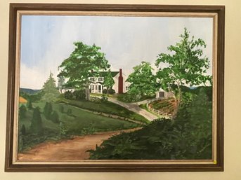 A LANDSCAPE PAINTING W/ COUNTRY HOME BY JOE BROOKE