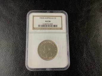 1943 S King George VI Australian Graded Coin (AU) Florin (92.5 Percent Silver)