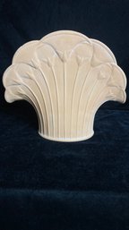 Mid Century Modern Italian Pottery Ceramic Floral Ribbed Fan Vase