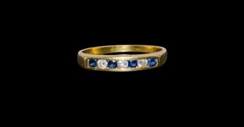 18k Gold Diamond And Sapphire Ring Size 7