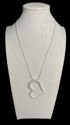 Large Rhinestone Heart Pendant On An Adjustable Chain