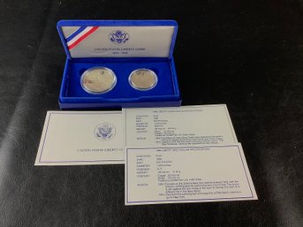 1986 US Liberty 2 Coin Proof Set With 1 Dollar And 1/2 Dollar With COA And Original Box