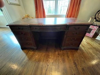 Massive MCM Style Executive  Wooden Desk With Leather Inay