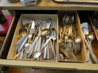 Drawer Full Of Silverplate Flatware, Some Bakelite Handled