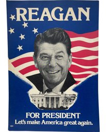 1980 Ronald Reagan President Election Campaign Poster Sign