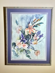 Floral Watercolor Painting, Signed By Artist
