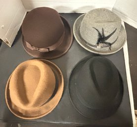 Collection Of Four Different Types Of Hats, All APT 9 - Brown, Black, Silver Color, Lord & Taylor. MP / A4