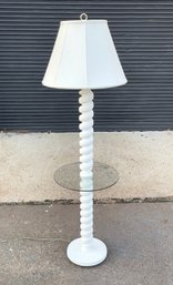 Vintage Lacquered Wood Barkley Twist Floor Lamp With Glass Table