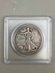 1937 Walking Liberty Silver Half Dollar In Plastic Case