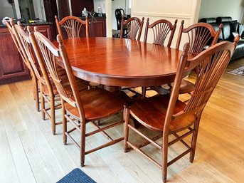 Finely Crafted Tom Seely Cherry Pedestal Dining Table With 2 Leaves & 8 Side Chairs