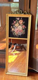 Beautiful Divided Mirror With Needle Point Design In Gold Frame