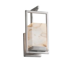 A Laguna Tall Integrated LED Outdoor Wall Sconce - Shaved Alabaster Stone Shade - New In Box