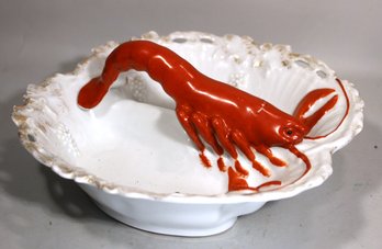 Porcelain Hand Painted German Lobster Dish Victorian