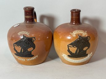 TWO DAULTON LAMBETH SPECIAL HIGHLAND WHISKEY STONEWARE BOTTLES