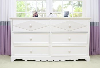 Go To Your Room Custom Made Off-White With Muted Sage Green 6-Drawer Dresser